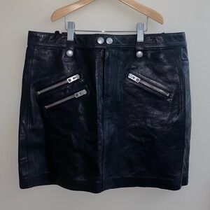 Vintage Black Coach Leather Pencil Skirt